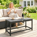 Outsunny Outdoor Coffee Table, PE Rattan Side Table W/ Plastic Board, Black