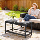 Outsunny Outdoor Coffee Table, PE Rattan Side Table W/ Plastic Board, Black