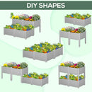 Outsunny Raised Bed Plastic Set of 4 40x40x44cm -  Grey