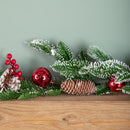 1.9m Christmas Frosted Pinecone Garland with Red Berries and Baubles