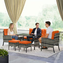 Outsunny 6 Pieces Rattan Garden Furniture Sofa Set with Cushions, Orange