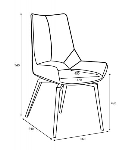 Mako Swivel Leather Effect Graphite Grey Dining Chair