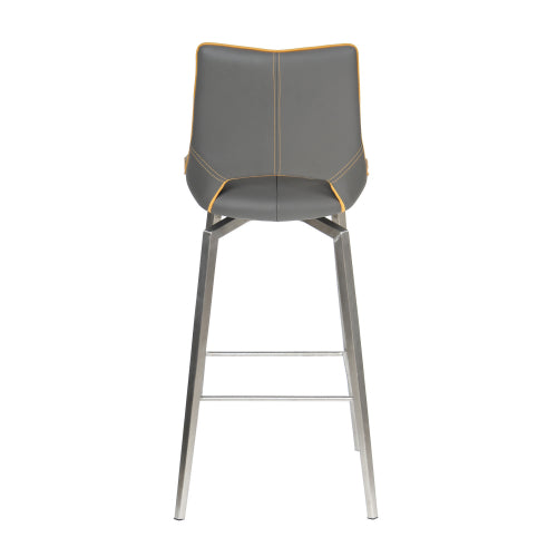Mako Swivel Leather Effect Graphite Grey Bar Chair