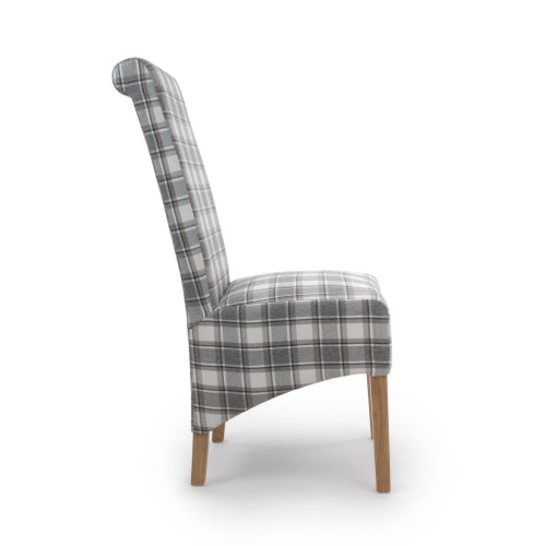 Krista Roll Back Herringbone Check Cappuccino Dining Chair