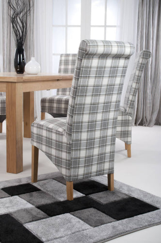 Krista Roll Back Herringbone Check Cappuccino Dining Chair
