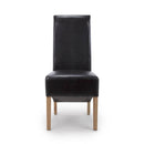 Krista Roll Back Bonded Leather Black Dining Chair