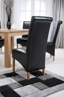 Krista Roll Back Bonded Leather Black Dining Chair
