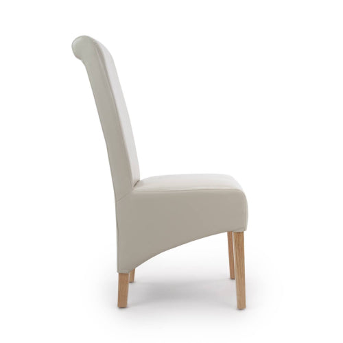 Krista Roll Back Bonded Leather Ivory Dining Chair