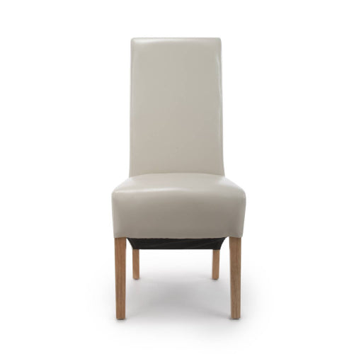 Krista Roll Back Bonded Leather Ivory Dining Chair