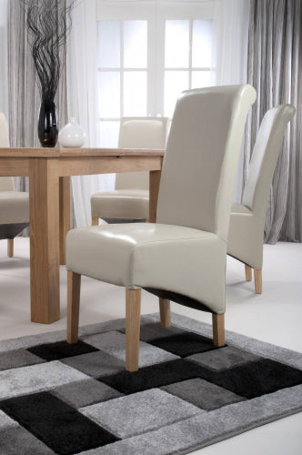 Krista Roll Back Bonded Leather Ivory Dining Chair