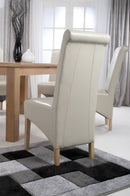 Krista Roll Back Bonded Leather Ivory Dining Chair
