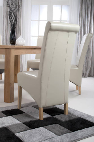 Krista Roll Back Bonded Leather Ivory Dining Chair