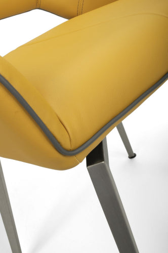 Mako Swivel Leather Effect Yellow Dining Chair