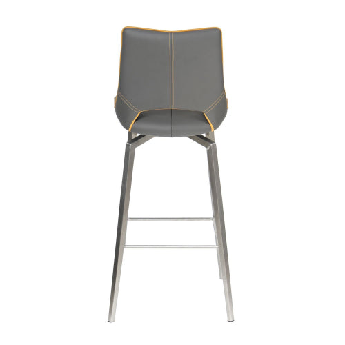Mako Swivel Leather Effect Graphite Grey Bar Chair