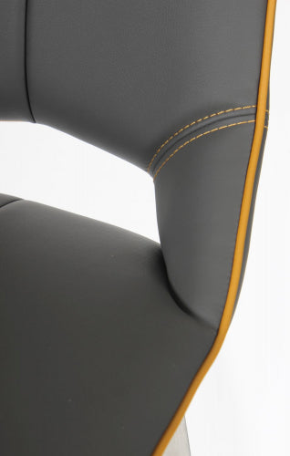 Mako Swivel Leather Effect Graphite Grey Bar Chair