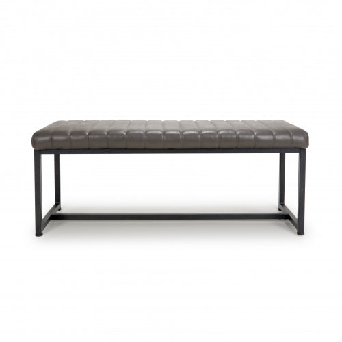Archer Leather Effect Grey Bench