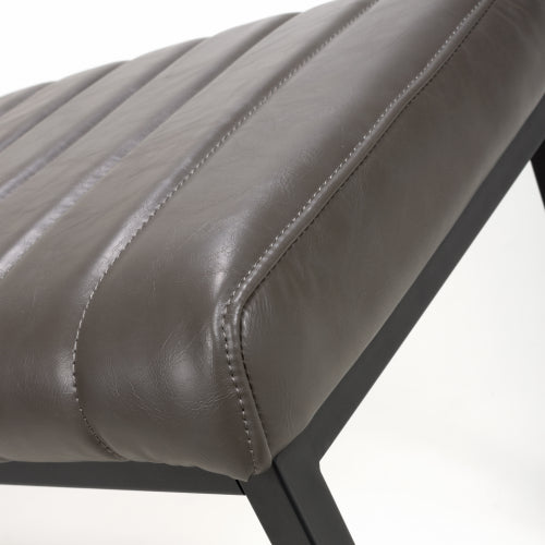 Archer Leather Effect Grey Bench