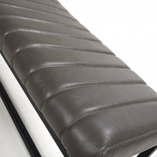 Archer Leather Effect Grey Bench