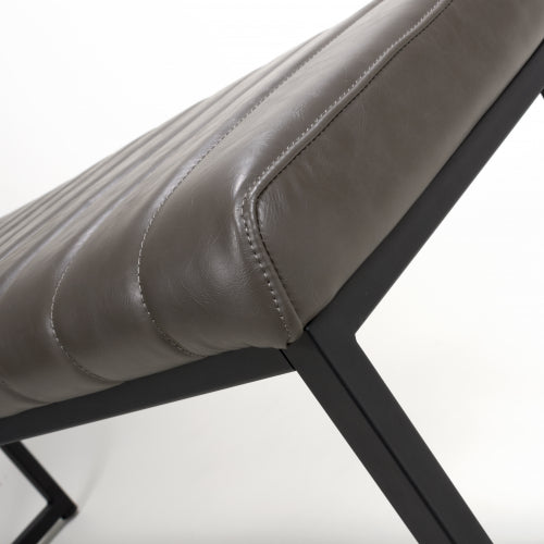 Archer Leather Effect Grey Bench
