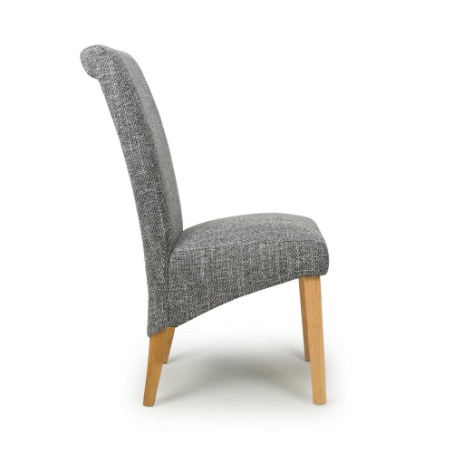 Karta Scroll Back Tweed Grey Dining Chair
