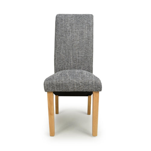 Karta Scroll Back Tweed Grey Dining Chair