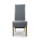 Krista Roll Back Bonded Leather Grey Dining Chair - Set Of 2