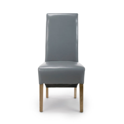 Krista Roll Back Bonded Leather Grey Dining Chair - Set Of 2