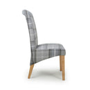 Karta Scroll Back Check Grey Dining Chair