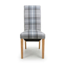 Karta Scroll Back Check Grey Dining Chair