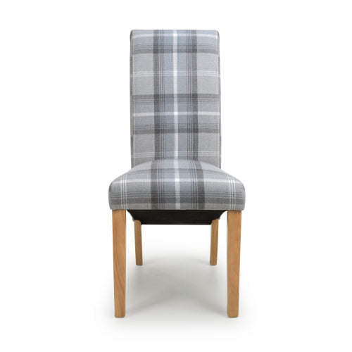 Karta Scroll Back Check Grey Dining Chair