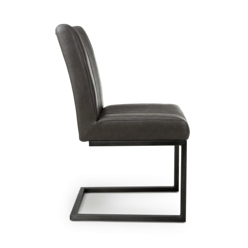 Archer Cantilever Leather Effect Grey Dining Chair