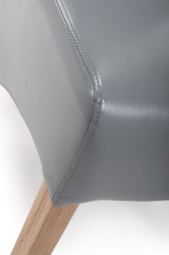 Krista Roll Back Bonded Leather Grey Dining Chair - Set Of 2