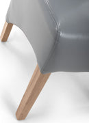 Krista Roll Back Bonded Leather Grey Dining Chair - Set Of 2