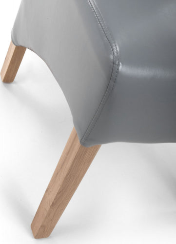 Krista Roll Back Bonded Leather Grey Dining Chair - Set Of 2