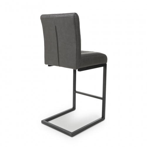 Archer Cantilever Leather Effect Grey Bar Chair