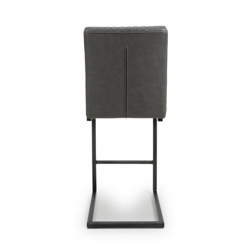 Archer Cantilever Leather Effect Grey Bar Chair