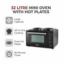 Tower Mini Oven with Hot Plates 32L  - Black