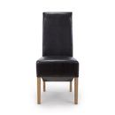 Krista Roll Back Bonded Leather Black Dining Chair