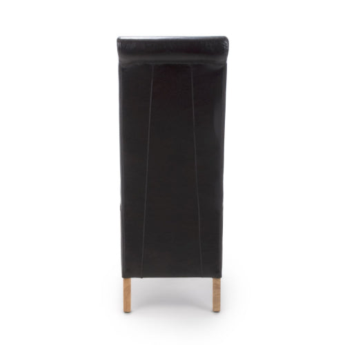Krista Roll Back Bonded Leather Black Dining Chair