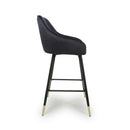Savanna Brushed Velvet Black Bar Stool