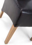 Krista Roll Back Bonded Leather Black Dining Chair