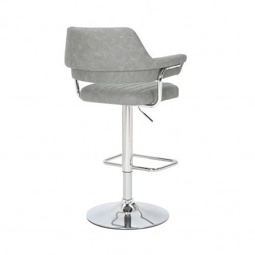 Cortez Leather Effect Light Grey Bar Stool