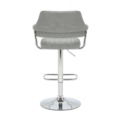 Cortez Leather Effect Light Grey Bar Stool