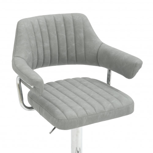 Cortez Leather Effect Light Grey Bar Stool
