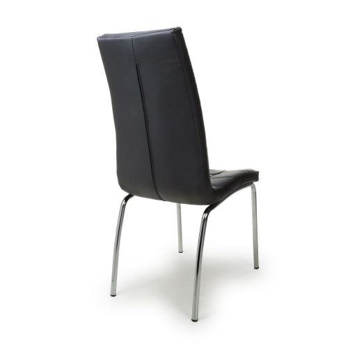 Jenner Leather Effect Black/Chrome Dining Chair - Set Of 2