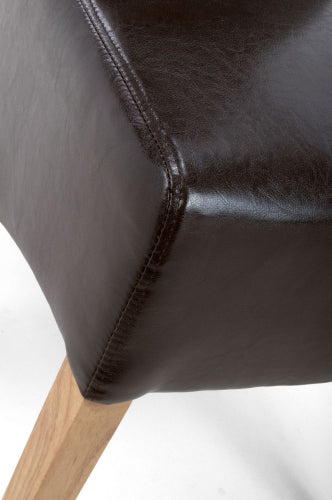 Krista Roll Back Bonded Leather Brown Dining Chair - Set Of 2