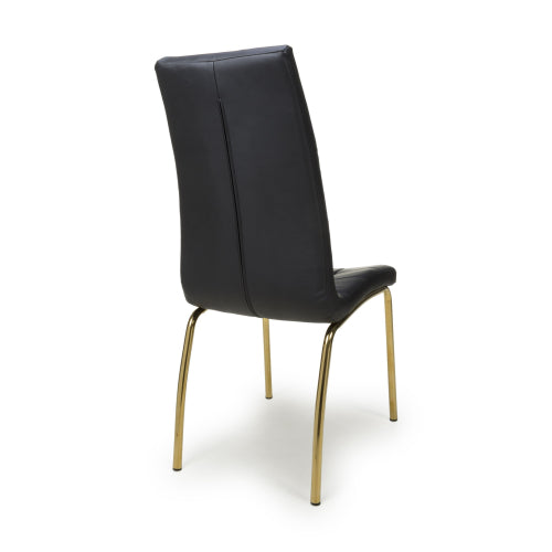 Jenner Leather Effect Black/Gold Dining Chair - Set Of 2