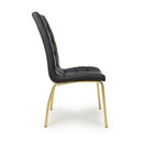 Jenner Leather Effect Black/Gold Dining Chair - Set Of 2