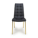 Jenner Leather Effect Black/Gold Dining Chair - Set Of 2