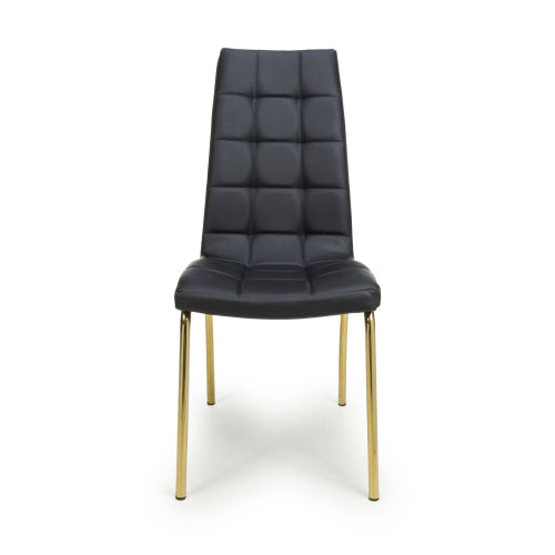 Jenner Leather Effect Black/Gold Dining Chair - Set Of 2